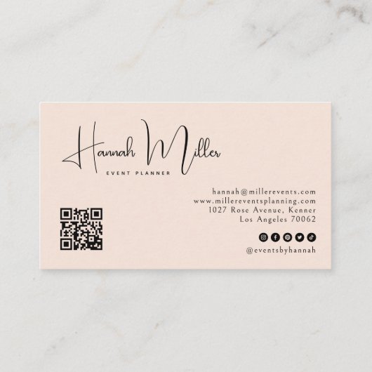 Blush | Tropische pelzen QR-code Visitekaartje (Achterkant)