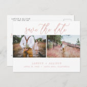 Blush Two Photo | Datum opslaan Uitnodiging Briefkaart (Voorkant / Achterkant)