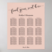 Blush, Typografie Wedding Reception Seating Chart Poster (Voorkant)