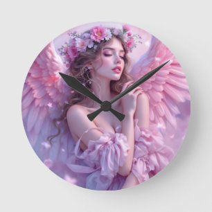 Blush van de hemel: de engel van de petale hemel ronde klok