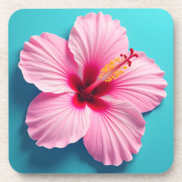 Blush van elegantie: Roze Hibiscus Radiance Bier Onderzetter