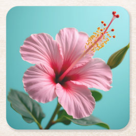 Blush van elegantie: Roze Hibiscus Radiance Kartonnen Onderzetters