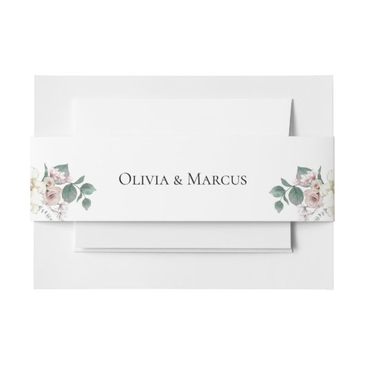 Blush Vanilla Peonies en Magnolias Uitnodigingen Wikkel (Voorkant Voorbeeld)