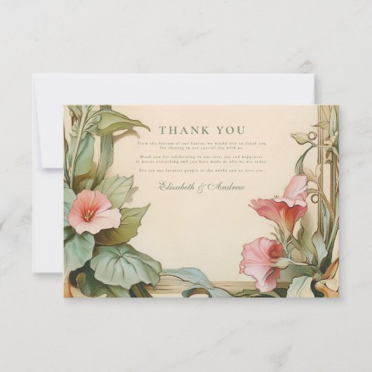 Blush Vine Lijst bruiloft Bedankkaart (Voorkant)