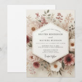 Blush Vintage Botanical Wedding Kaart (Voorkant / Achterkant)