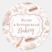 Blush Vintage Patisserie Bakery Business Ronde Sticker (Voorkant)
