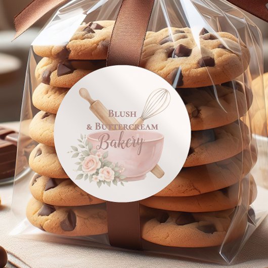 Blush Vintage Patisserie Bakery Business Ronde Sticker