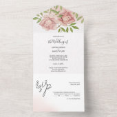 Blush Violet Rozen Waterverf Handgeschilderd All In One Uitnodiging (Binnen)