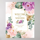 Blush Violet Tropical Floral Greenery Wedding Poster (Voorkant)