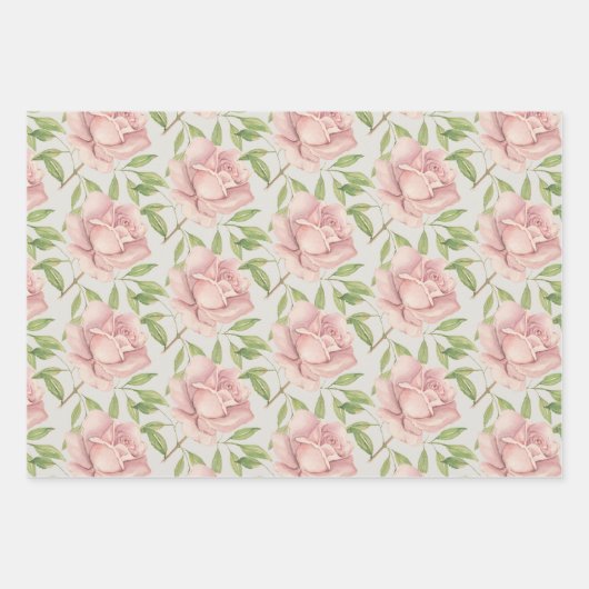 Blush Violet Waterverf Rozen Inpakpapier Vel (Voorkant 3)