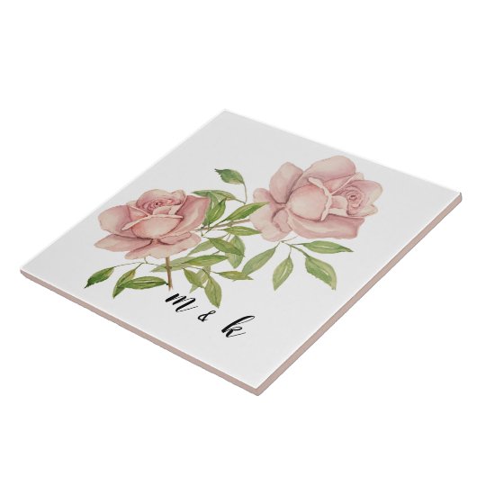 Blush Violet Waterverf Rozen Tegeltje (Zijkant)