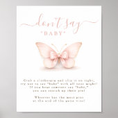 Blush Vlinder Coquette Strik Babyshower Zeg het ni Poster (Voorkant)