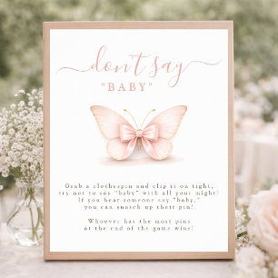 Blush Vlinder Coquette Strik Babyshower Zeg het ni Poster