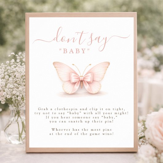 Blush Vlinder Coquette Strik Babyshower Zeg het ni Poster