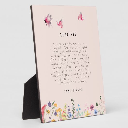 Blush Vlinders & Wildbloemen Gebed voor Kind Fotoplaat (Zijkant)