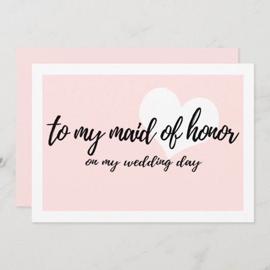 Blush voor mijn bruidsmeisje op mijn trouwdag kaart (Voorkant / Achterkant)