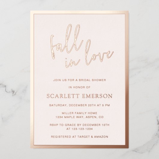 Blush Vrijgezellenfeest Folie Uitnodiging (Voorkant)