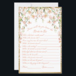 Blush Vrijgezellenfeest game Weddenschap<br><div class="desc">roze blozen waterverf botanisch vrijgezellenfeest spel. "Hoe zullen wij u de bruid kennen?" Ideaal voor uw vrijgezellenfeest gebeurtenis.</div>