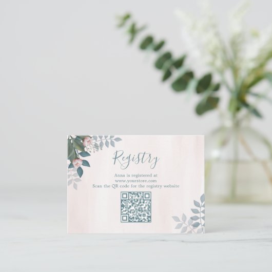 Blush Vrijgezellenfeest Gift Registry Bloemen Informatiekaartje (Staand voorkant)