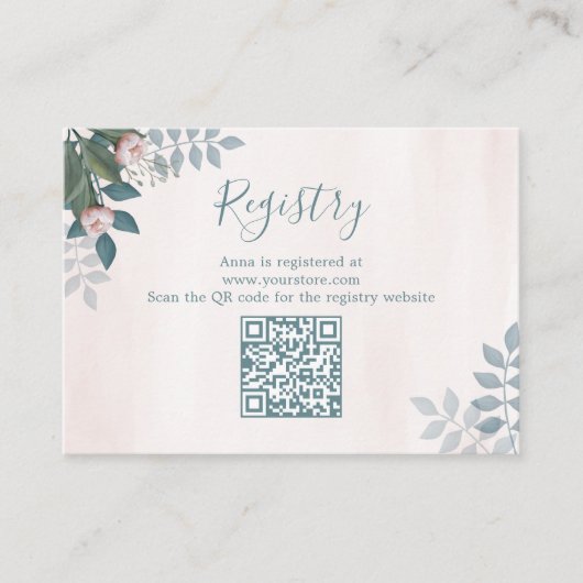 Blush Vrijgezellenfeest Gift Registry Bloemen Informatiekaartje (Voorkant)