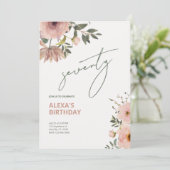 Blush Vrouwelijk Bloemen Jubileum Verjaardag Kaart (Staand voorkant)