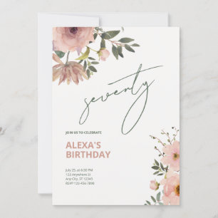 Blush Vrouwelijk Bloemen Jubileum Verjaardag Kaart