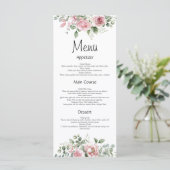 Blush Watercol Roze Bloemen Trouwmenu Menu (Staand voorkant)