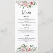 Blush Watercol Roze Bloemen Trouwmenu Menu (Voorkant)