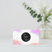 Blush Watercolor Aangepast Logo QR Code Visitekaartje (Staand voorkant)