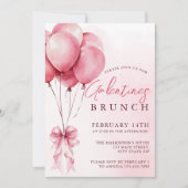 Blush Watercolor Balloon Galentines Brunch  Kaart (Voorkant)