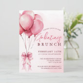 Blush Watercolor Balloon Galentines Brunch  Kaart (Staand voorkant)