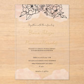 Blush Watercolor & Black Floral Wedding  Acryl Uitnodigingen (Voorkant)