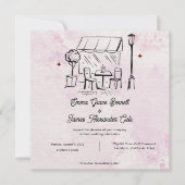 Blush Watercolor Café Illustration Wedding Invite (Voorkant)