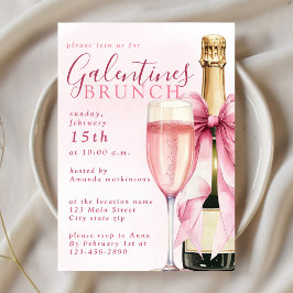 Blush Watercolor Champagne Galentines Brunch Kaart