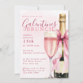 Blush Watercolor Champagne Galentines Brunch Kaart (Voorkant)