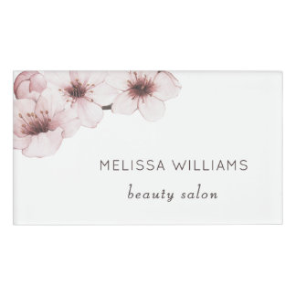 Blush Watercolor Cherry Blossom  | Qr Code Naambadge