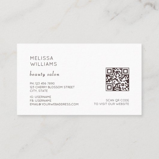 Blush Watercolor Cherry Blossom  | Qr Code Visitekaartje (Achterkant)