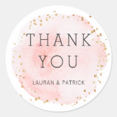 Blush Watercolor Cirkel Bedankt Ronde Sticker (Voorkant)