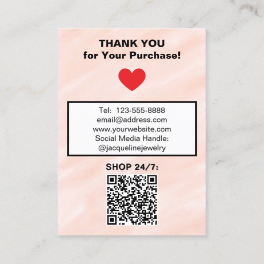 Blush Watercolor Earrings QR Code Visitekaartje (Achterkant)