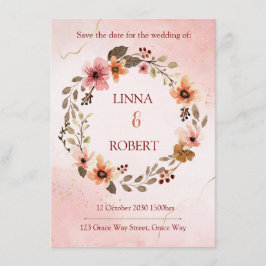 blush watercolor floral wedding invitation  kaart