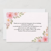Blush Watercolor Florals with Gold Accents Wedding Bedankkaart (Achterkant)