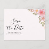 Blush Watercolor Florals with Gold Accents Wedding Briefkaart (Voorkant)