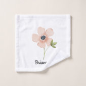 Blush Watercolor Flower Name Bad Handdoek (Wasdoekje)