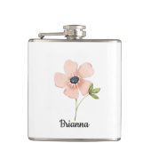 Blush Watercolor Flower Name Heupfles (Voorkant)