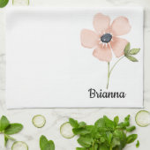 Blush Watercolor Flower Name Theedoek (Gevouwen)