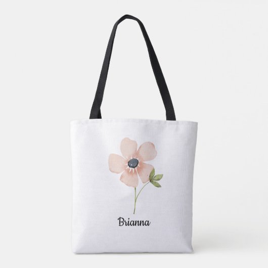 Blush Watercolor Flower Name Tote Bag (Achterkant)