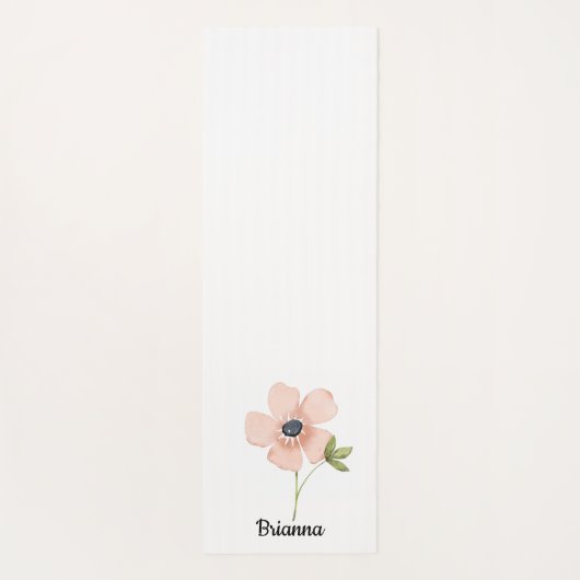 Blush Watercolor Flower Name Yogamat (Achterkant)