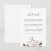 Blush Watercolor Gedempte Bloemen | Gastdetails Informatiekaartje (Voorkant / Achterkant)