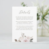 Blush Watercolor Gedempte Bloemen | Gastdetails Informatiekaartje (Staand voorkant)