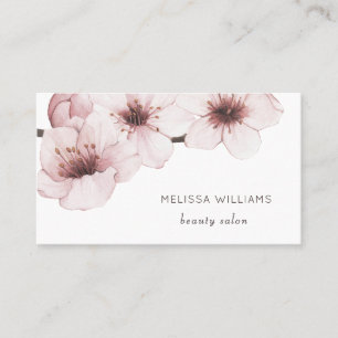 Blush Watercolor Kersenbloesem Qr Code Visitekaartje